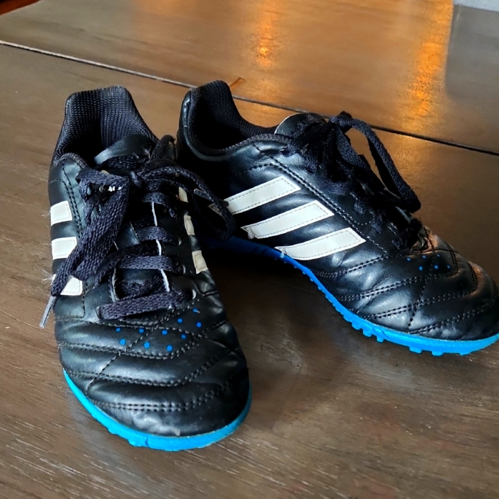 Kids Black and Blue Adidas Shoes
